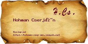 Hohman Cserjén névjegykártya